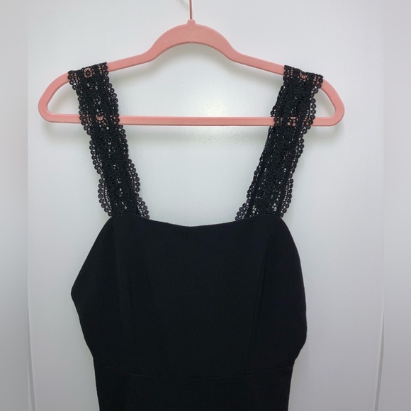 Sézane Robe Edna Black Noir Crochet Strap Midi Dress - 38/6 - Picture 7 of 10